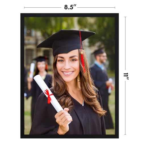 Image of Americanflat 8.5x11 Picture Frame with Shatter-Resistant Glass - Streamline Collection - Thin Border Photo Frame for Tabletop and Wall Display - Hanging Hardware and Easel Stand Included - Black