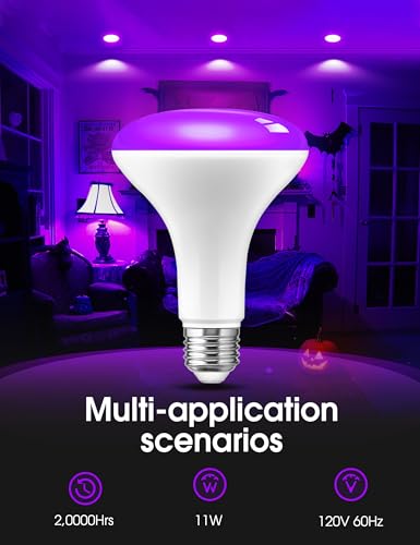 Image of L LOHAS LED Halloween Purple Flood Light Bulbs, 11W Colored Light Bulbs E26