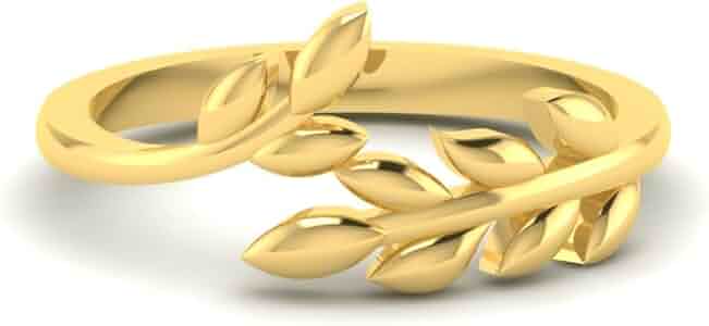 Amazon.com: OUTANG 10K 14K 18K Solid Gold Leaf Ring for