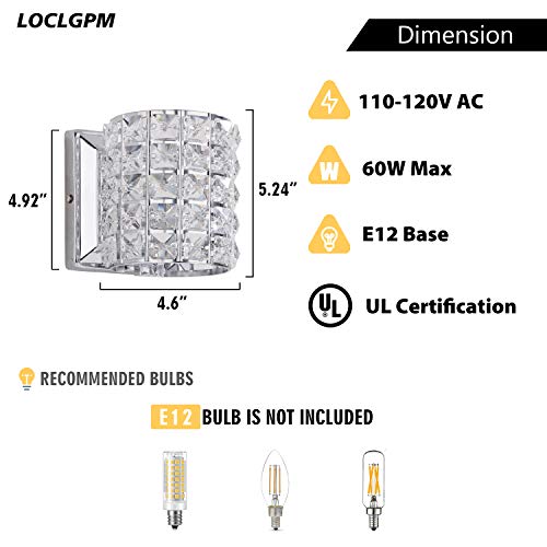 Loclgpm Modern Chrome Crystal Wall Sconces, Elegant Bathroom Vanity Wall Light Fixtures For Living Room Bedroom Bathroom Hallway Entryway Staircase #TOP6
