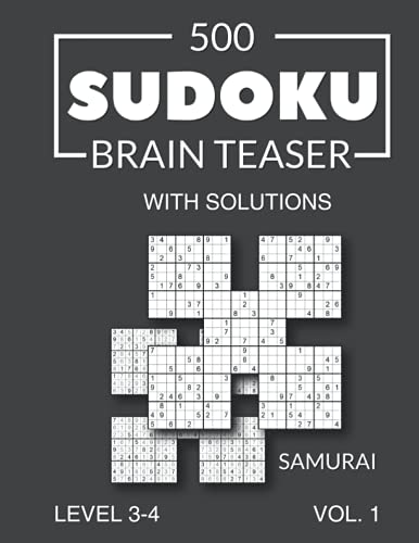 500 Sudoku Brain Teaser Samurai with solutions: Level 3-4 (medium to difficult), Volume 1