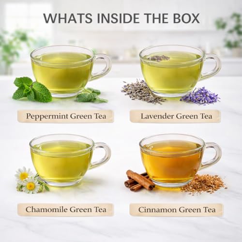 Image of Sancha Tea Boutique Bliss Collection - Green Tea Gift Box with Lavender, Chamomile, Cinnamon & Peppermint Teas, 200g