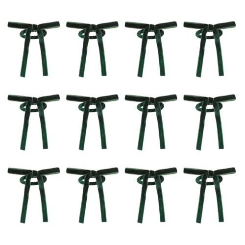VALICLUD Lot de 12 Ronds De Serviette en Velours Vert avec Nœud Vintage Porte-Serviettes pour Noël Mariage Anniversaire Et Dîner Festif Décoration...