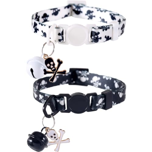 2 Pack Halloween Cat Collar with Bell Breakaway Adjustable for Kitty Adjustable Safety