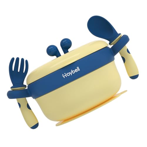 SECFOU 1 Juego tazón de complemento alimenticio bol cuenco para pequeños ventosas set vajilla bebe cubiertos infantiles tazón de bebé desmontable cuenco de aislamiento práctico Blue