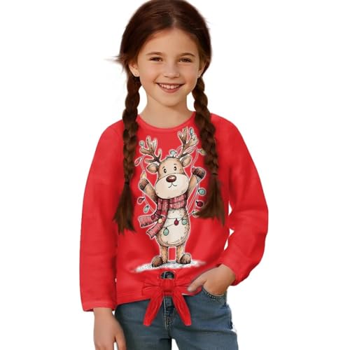 Girl Blouses with Tie Hem Fall Casual Tops Kid Fit Long Sleeve Shirts Spring Dress Clothes Cozy Size 5-12 Years Old