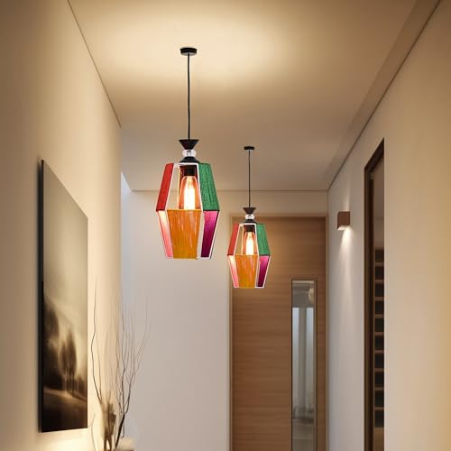 Image of Groeien Silk Weave Multicolor Metal Crystal Hanging Pendant Ceiling Lamp Fixture | Chandelier for Home, Indoor, Outdoor,Living Room, Bedroom(Bulb Included) (hexaSilk, 1)