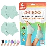 ZenToes Moisturizing Socks for Cracked Heel Treatment - Vitamin E, Olive Oil and Jojoba Oil Infused Heel Socks to Soften and Hydrate (Fuzzy Mint Green, Regular)