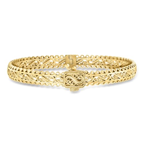 Ross-Simons 18kt Gold Over Sterling Filigree Bangle Bracelet. 8 inches