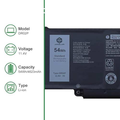 Image of DR02P Laptop Battery Replacement for Dell Latitude 5350 5440 5450 5540 5550 7455 3340 3440 3450 3540 3550 5340 Precision 3480 3490 3580 3590 Series 02X1V9 2X1V9 RXF9T 803W6 WYJ45 11.4V 54Wh