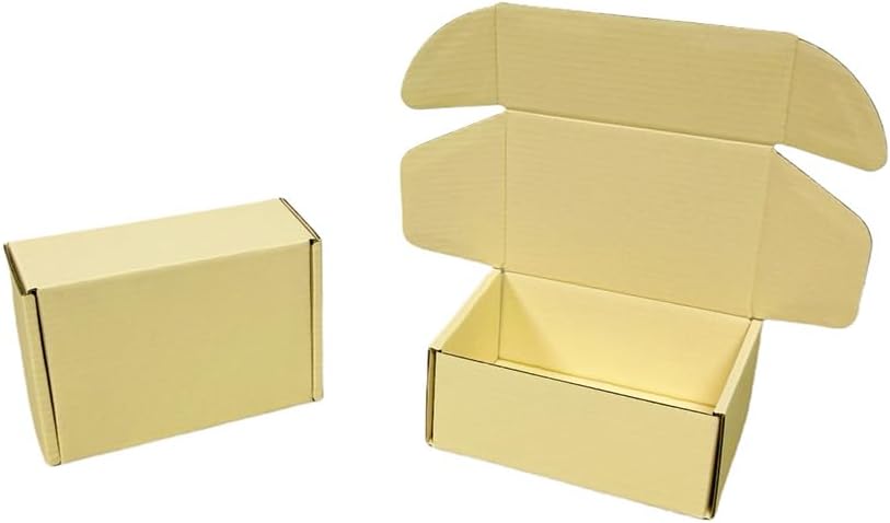50 Pcs 5.1 x 3.1 x 1.6 Inches Mini Size Corrugated Cardboard Gift Boxes Recyclable Shipping Boxes for Mailing & Holidays, Wedding, Birthday, Gifts Packaging (Butter Yellow)