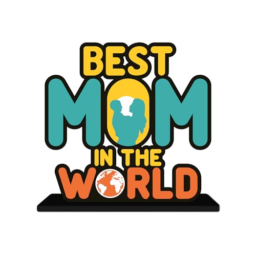 Image of Artvibes Best Mom in the World Quotes Table Decor for Office Desk | Home Decoration Items | Living Room | Modern Art Wooden Showpiece Decorative Gift Item (SP 1187)