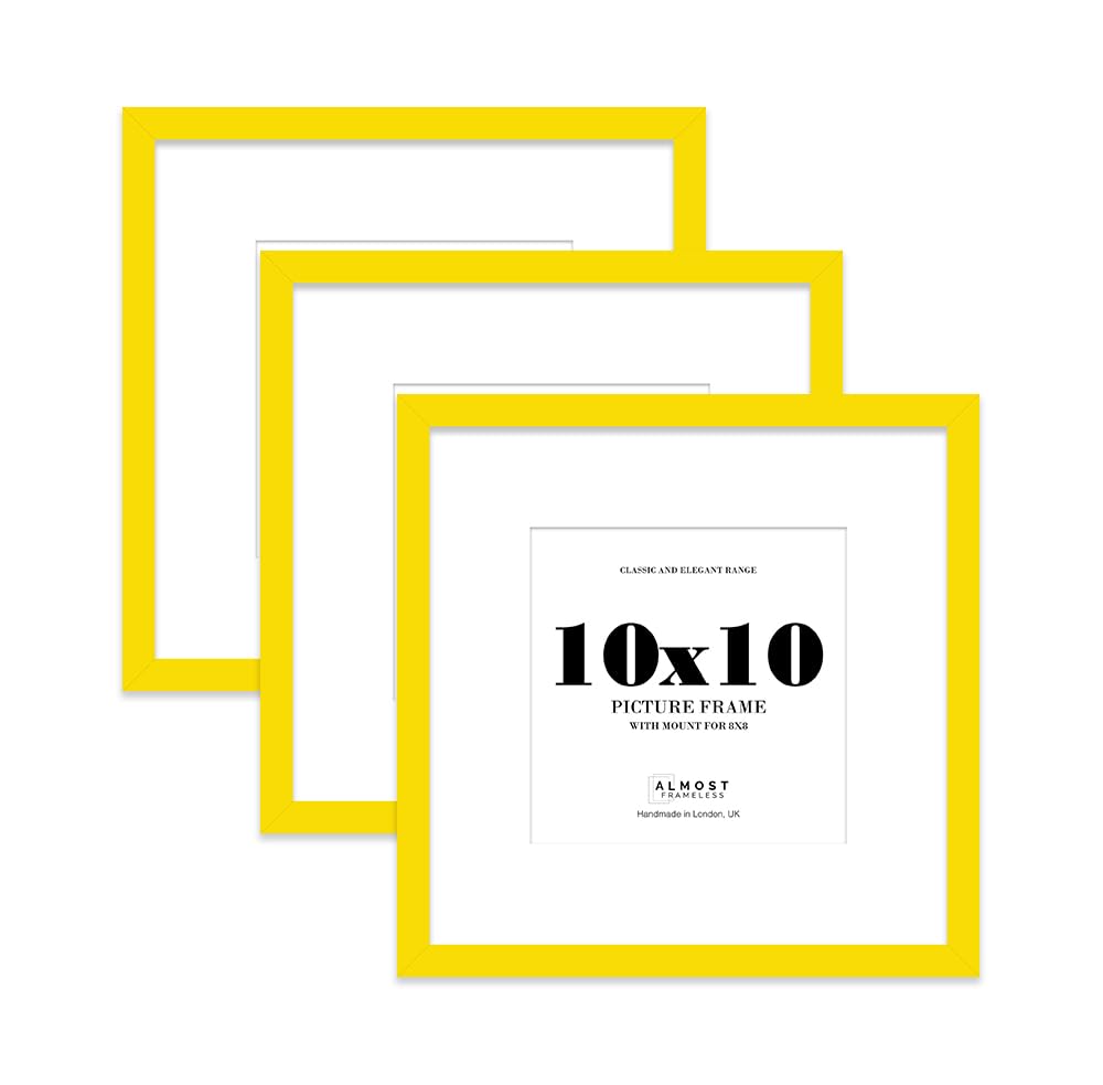 10x10 Yellow Picture Frame with Mount for 8x8 Photos, Prints - Modern Square Wall Frame, Set of 3 — image 1