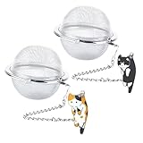 Cat Tea Infuser, 2 Pcs Cute Tea Diffuser Stainless Steel Mesh Loose Leaf Tea Infusers Tea Ball Strainers with Cat Pendants (Black&Orange Cats)