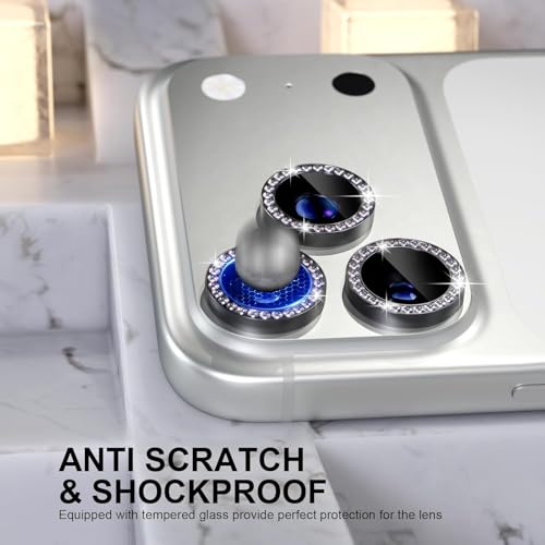 Image of Choiche Compatible for iPhone 17 Pro /iPhone 17 Pro Max Camera Lens Protector Bling, 9H Tempered Glass Camera Cover Screen Protector Metal Ring Decoration Accessories (Diamond-Black)