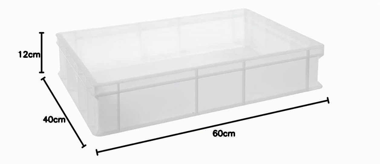 HENDI Caja para masa de pizza y de pan, 24L, caja de fermentación, apilable, sin tapa, apta para alimentos, recipiente contenedor porta masa alimentos, sin BPA, 600x400x(H) 130mm, HDPE