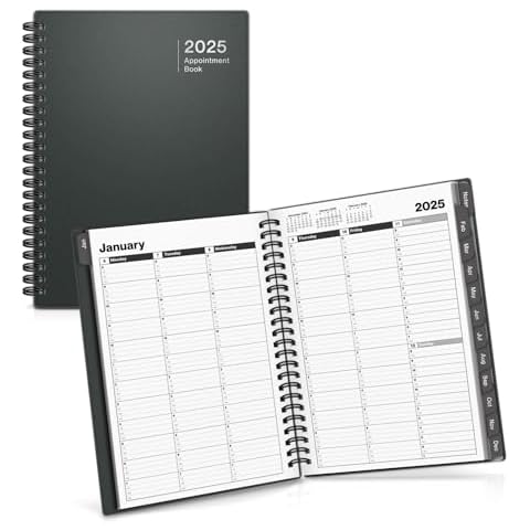 Dunwell Small 2025 Appointment Book (6x8.25"), Weekly Daily Schedule Book, 15 Minute Interval Planner, 15 Min Slots, Quarter Hourly Scheduler Calendar Cover