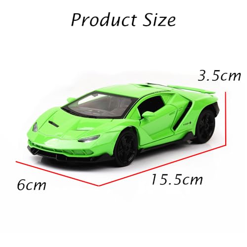 Modelo de auto de juguete Lambo verde a escala 1:32 miniatura 5