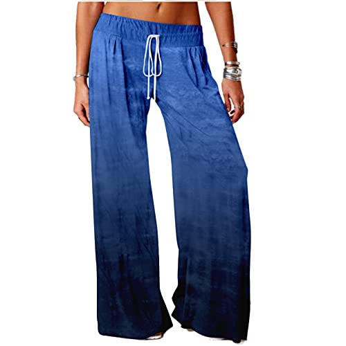 SIAOMA Women's Tie Dye Pants Plus Size Loose Pants Active Pants Trousers(Dark Blue,Medium)