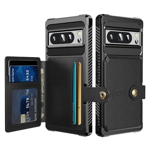 Housse Google Pixel 9 Pro en cuir noir avec fentes pour cartes