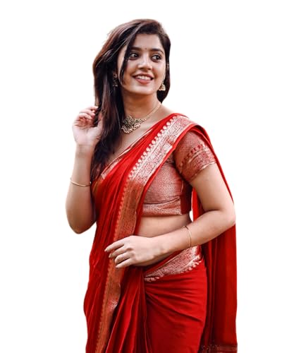 Image of C J Enterprise Women's Banarasi Saree Pure Kanjivaram Style Silk Saree With Blouse Piece for Wedding (Shiv-1)