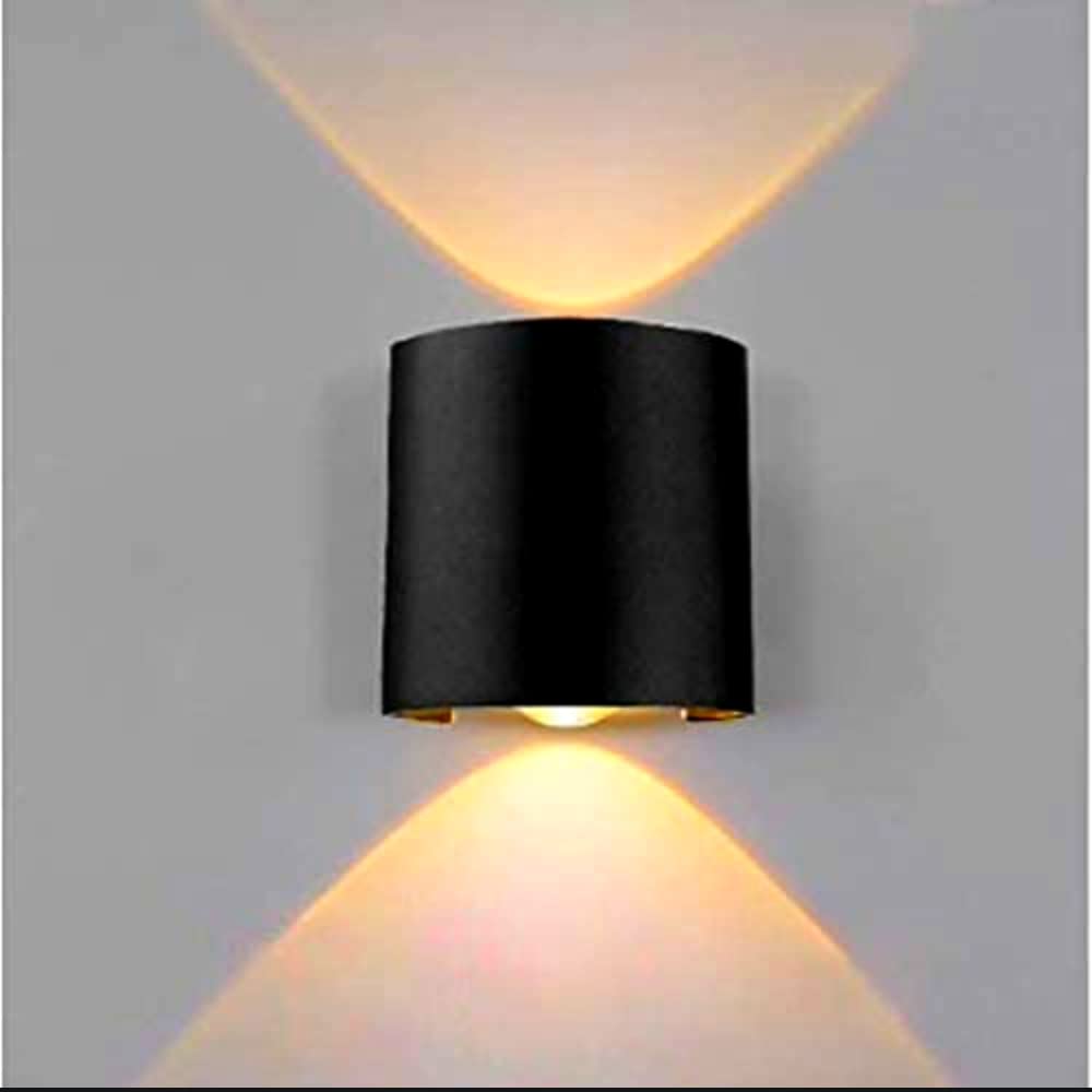 D'Mak 2 Watts 2 Ray Oval Up-Down Outdoor LED Outdoor Waterproof IP65 Exterior Wall Step Light Fixture Waterproof Lamp (Warm White, Black Body) 2 Watts 2 Ray (Pack of 5) 4