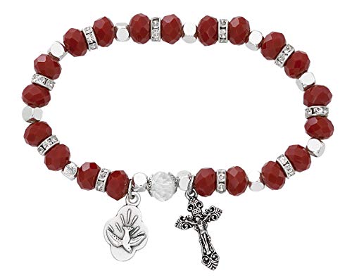 Image of Needzo Red Holy Spirit Dove Stretch Confirmation Bracelet, 7 Inch