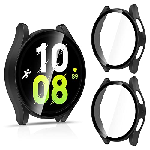 HAPAW Hülle Kompatibel mit Samsung Galaxy Watch 5 44mm Schutzhülle Schutzfolie[2-Stück], PC Vollabdeckung Gehäuse für Galaxy Watch 5 44mm Schutz Kratzfest/Displayfolie Kollisionsschutz DisplaySchutz Cover
