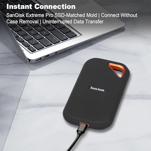 Image of Lacdo Protective Silicon Cover Case for San Disk Extreme Pro Portable External SSD 500GB 1TB 2TB 4TB 8TB USB-C Solid State Drive Silicon Skin Sleeve Shockproof Travel Pouch Storage Bag, Black