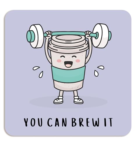 BYANIKA Cork Coffee Coaster | Positivity Pun | Encouragement Gift For Her, Him, Caffeine Drinkers or Coffee Lovers | Birthday Present, Christmas, Secret Santa or Stocking Filler Gifts Under 5 Pounds