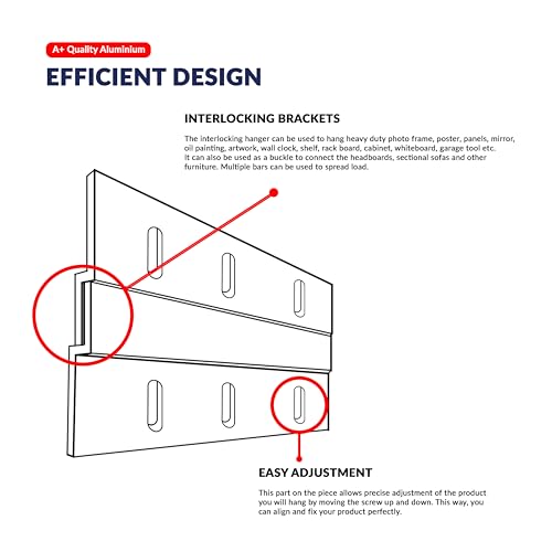 Image of French Cleat Hanger Kit 6 inch 6 Pairs 60 lb Z Hanging Heavy Picture Mirror Frame Wall Mounting Bracket Aluminum Hardware Duty Hooks Drywall Clips Large Canvas Painting Headboard Whiteboard