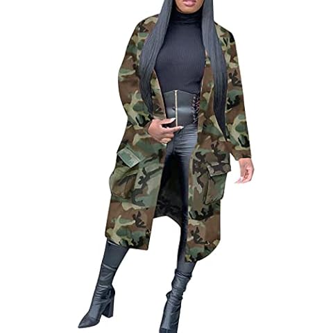 Ghemdilmn Women's Warm Quilted Jacket Coat Outerwear Women's Autumn and Winter Medium Length Windbreaker Coat for Women in Autumn and Winter with Camouflage Pattern, Army Green, M Cover