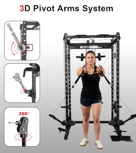 Image of Eonfit Power Cage, Multi-Function Power Rack with Cable Crossover System