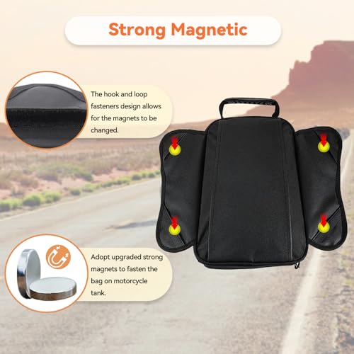 Dracarys Magnetic Motorcycle Tank Bag - Oxford Schwarz Motorrad Tasche Reise Outdoor-Sporttasche Gepäck Starke Magnetische Tasche für die Meisten Motorräder