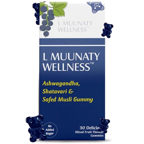 Image of Daily Wellness Ashwagandha Gummies for Men & Women | Stress Relief, Energy & Vitality Support | Mixed Fruit Flavor | No Added Sugar | Vegan | Gluten free | 30 Gummies | Ashwagandha, Shatavari & Safed Musli