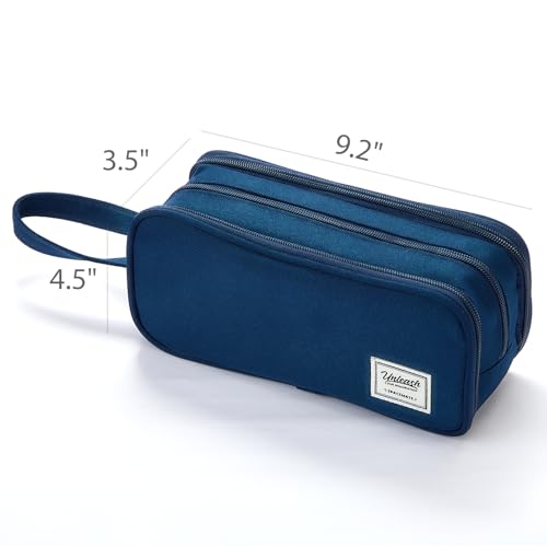 Image of SPACEMATE Pencil Case Pouch Box Bag School Supplies Girls Boys Kids, Cute Preppy Stuff Big Capacity Aesthetic Pen Organizer, Back to College Stationary, Navy Blue, Extra Large Style, 2300ml