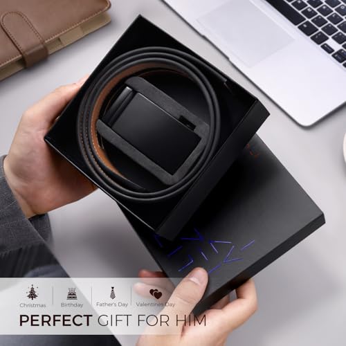 Image of Zitahli Belt Men,Leather Ratchet Belt for Men Dress Casual Every Day with Adjustable Buckle,Trim to Fit For Gift