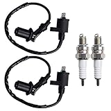 Tvent GY6 Ignition Coil with Spark Plug Replacement for TRX250 TRX300 TRX350 TRX400FW TRX450FW XL250...