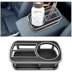 Agua Spura JNNJ Soporte de Vaso de Agua Multifunción y Almacenamiento para Teléfono, Soporte en Consola Central de Coche para Botella de Bebida, Organizador de Botella de Bebida Universal para Coches(Negro)