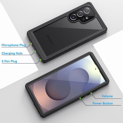 Image of Lanhiem for Samsung Galaxy S25 Ultra Case, IP68 Waterproof Dustproof, Built-in Screen Protector, Rugged Full Body Shockproof Protective Cover for Galaxy S25 Ultra 5G 6.9 Inch, Black