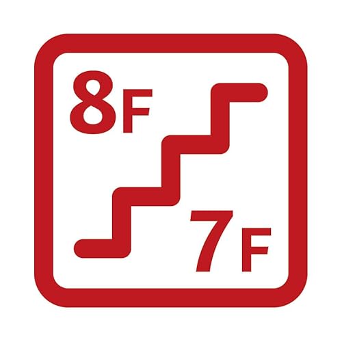 階段 7F 8F 7階 8階 案内 上り 下り シール ステッカー カッティングステッカー シンプル 組み合わせ 看板 DIY オフィス 店舗 施設 賃貸 ドア 扉 入口 床 壁 フロア ガラス 窓 光沢タイプ・防水 耐水・屋外耐候3〜4年 (【反転】赤,