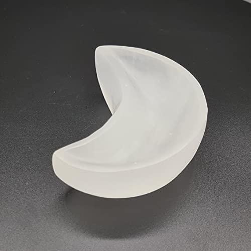 Cuenco de selenita luna, selenita, cristalino, para la limpieza, curación y piedras preciosas, con forma de luna Cover