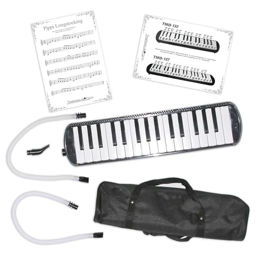 Tuyama TMD-132 Melodica Negro - 32 Teclas - Con Boquilla y 2 Tubos de Soplado - Incluye Bolsa de Transporte - Piano de Viento