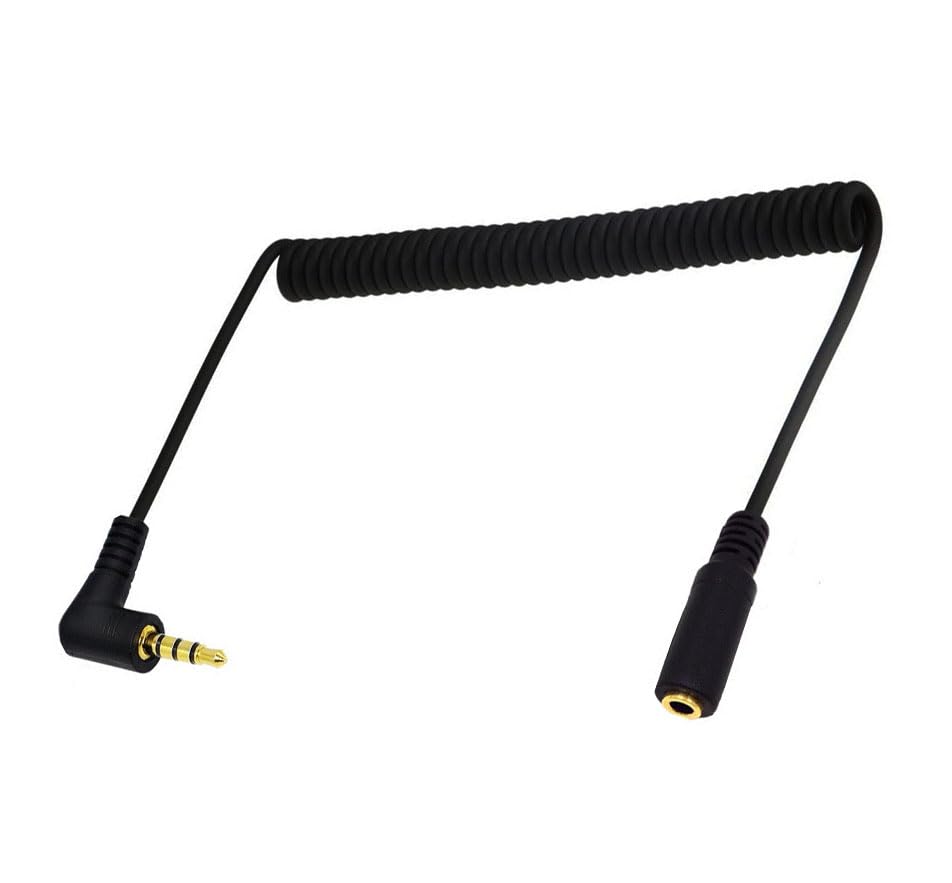 Cable de Audio Estéreo Enrollable 3.5mm Ángulo 90° M/F TRRS miniatura 4