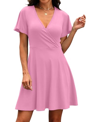 Image of RUMIA Women Casual Dresses Wrap V Neck Dress A-Line Summer Sundress Fashion