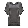 Free to Live 3 Pack Dolman Short Sleeve Business Casual Tops for Women Shirts Fall Dressy Tunic (Large, Black, Charcoal, Navy)
