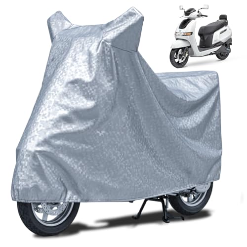 Image of FABTEC Waterproof Electric Scooter /Scooty Body Cover Compatible with TVS iQube, A1 (Silver)