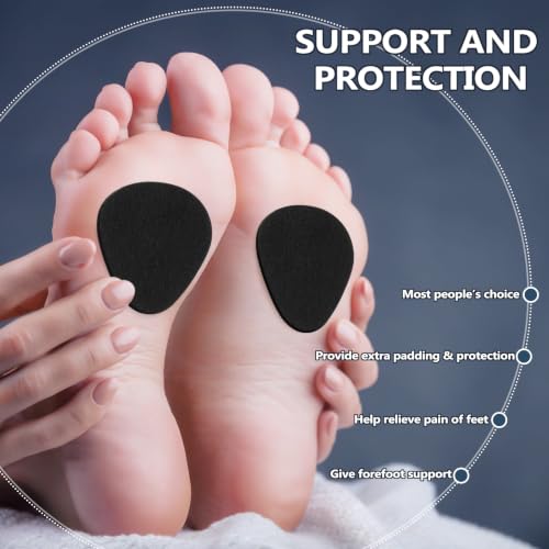 Image of Syhood 40 Pcs Metatarsal Pads for Men Women, 1 /4 Inch Thick Felt Ball of Foot Cushions, Forefoot Pain Relief Inserts, Metatarsal Foot Pads for Support and Pain Relief(Black,Flat)