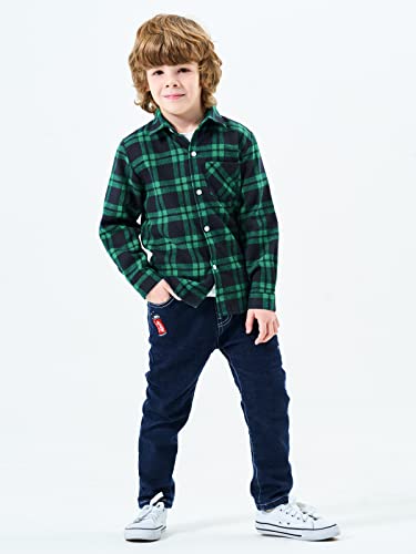 Image of OCHENTA Men's & Boys Flannel Shirts Button Down Long Sleeve Plaid Shirt Family Matching Outfits