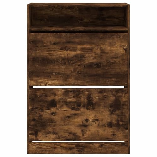 Scarpiera Scarpiera Mobile Portaoggetti Ingresso Corridoio Soggiorno 2 Cassetti Pieghevoli Marrone Fumé 02_0021333 - 4